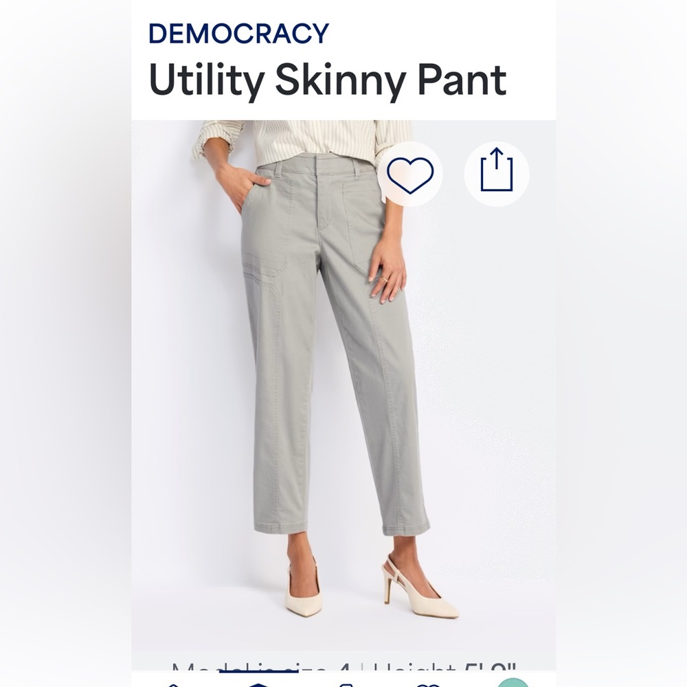 Democracy Gray Utility Skinny Pants worn 1x  sz 12 petite Stitch Fix